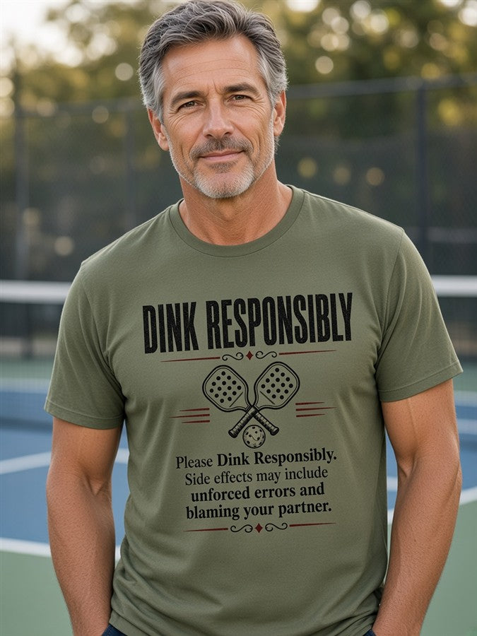 Dink Responsibly tee on a man