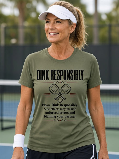 Dink Responsibly tee on a woman