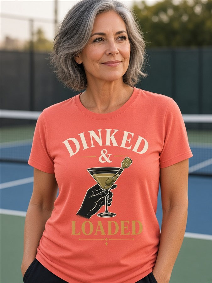 Dinked & Loaded tee on a woman