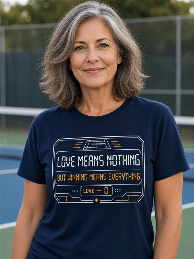 Love Means Nothing tee on a woman