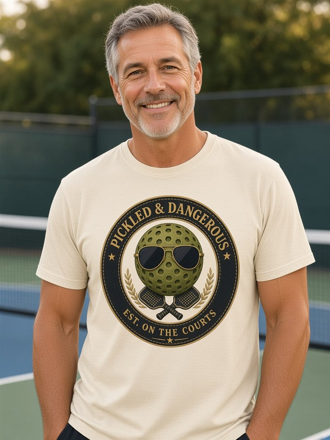Pickled & Dangerous tee on a man