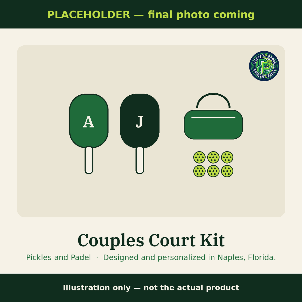 PLACEHOLDER image, final photo coming: Couples Court Kit illustration (not the actual product)