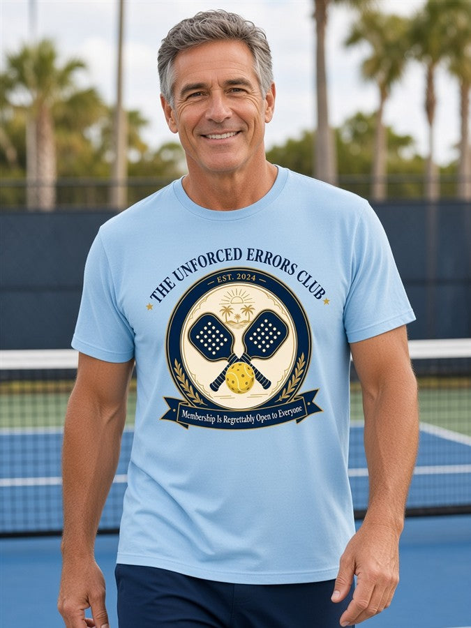 The Unforced Errors Club tee on a man